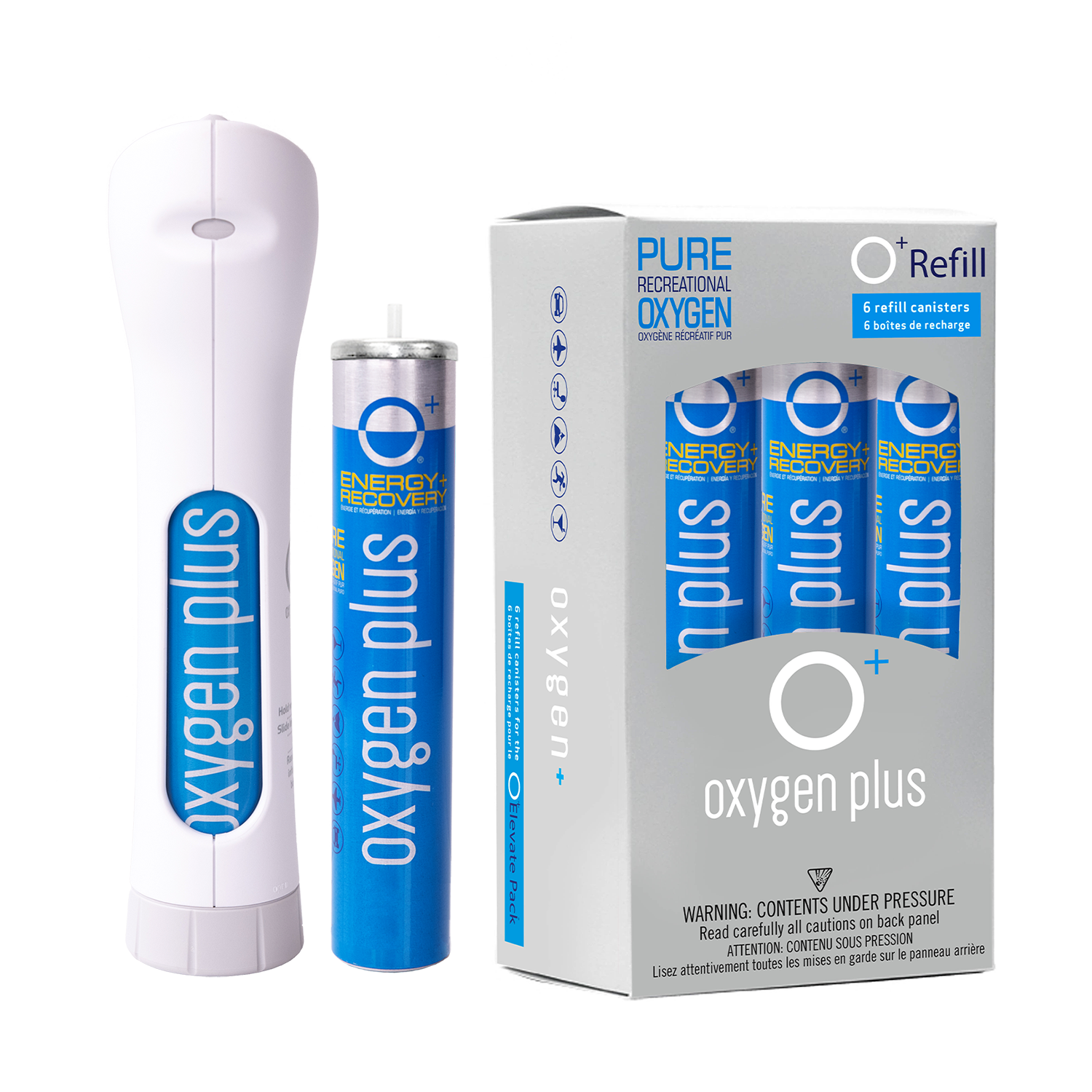 O+ canned oxygen elevate pack 6 refills