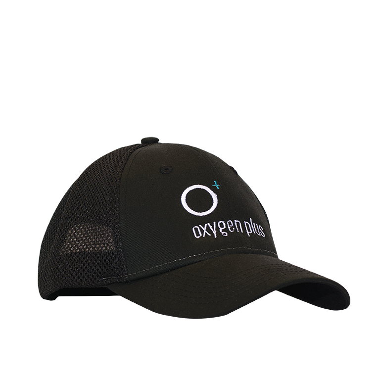 Oxygen Plus Black Baseball hat with logo embroidery