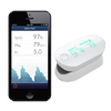 iHealth Wireless Pulse Oximeter with Screenshot of iHealth Application on phone